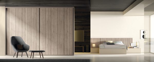 Bedroom with sliding door wardrobe